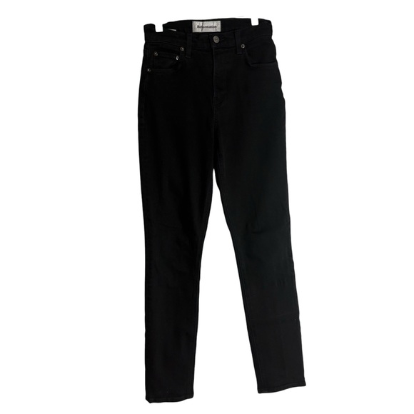 REFORMATION Ultra High Rise Tapered Skinny Jeans in Black Size 24 - Picture 2 of 8